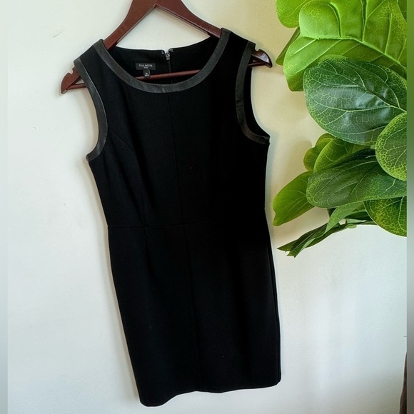 Talbots black sheath faux leather trim 6P dress - Picture 2 of 3